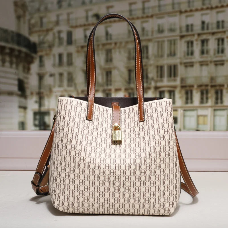 Premium Versatile Leather Crossbody Bag Ladies Large Capacity Daily Commuter Tote Bag Letter Print Design Ladies Fashio