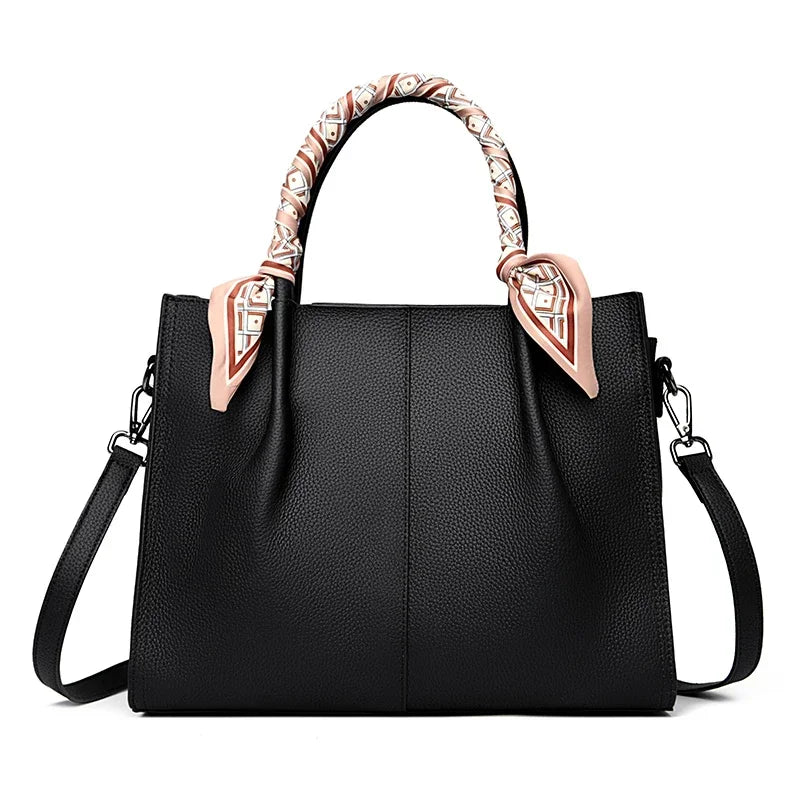 Genuine Leather Women Shoulder Crossbody Bag Large Capacity Soft Cowhide Handbag Ladies Tote Sac
