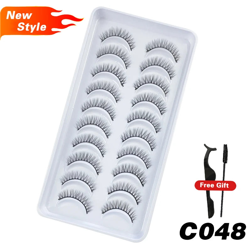 DEVOSERVICE Lashes 6/10pairs Natural Short False Eyelashes 3D Mink Lashes Extensions False Eyelashes Faux Cils Makeup Wholesale Natalia Home Fashion C048-10Pairs-CHINA Natalia Home Fashion