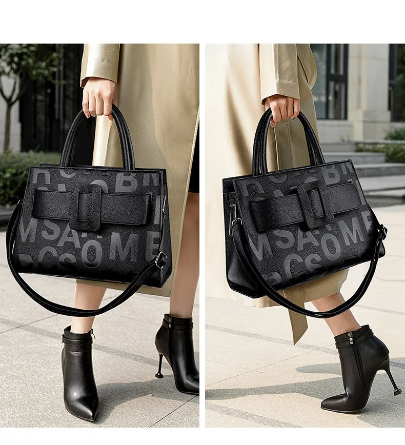 Bags for Women Trend Large-capacity Tote Bag, High Quality PU Leather Women's Retro Fashion Letter Handbag, Shoulder Bag