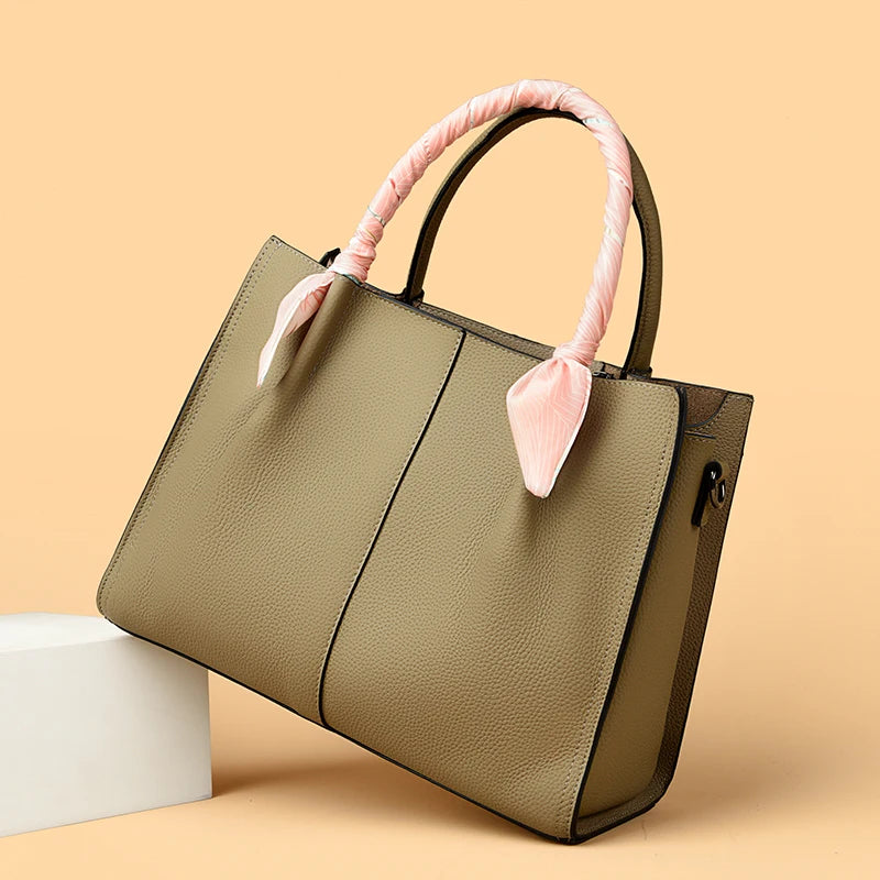 Genuine Leather Women Shoulder Crossbody Bag Large Capacity Soft Cowhide Handbag Ladies Tote Sac