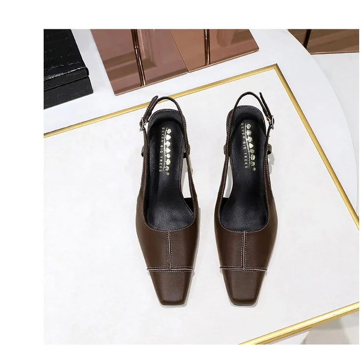 Design Shallow Women Pumps Pointed Toe Sling backs Sandals Elegant Office Work Thin High Heels Shoe Retro Shoes Women