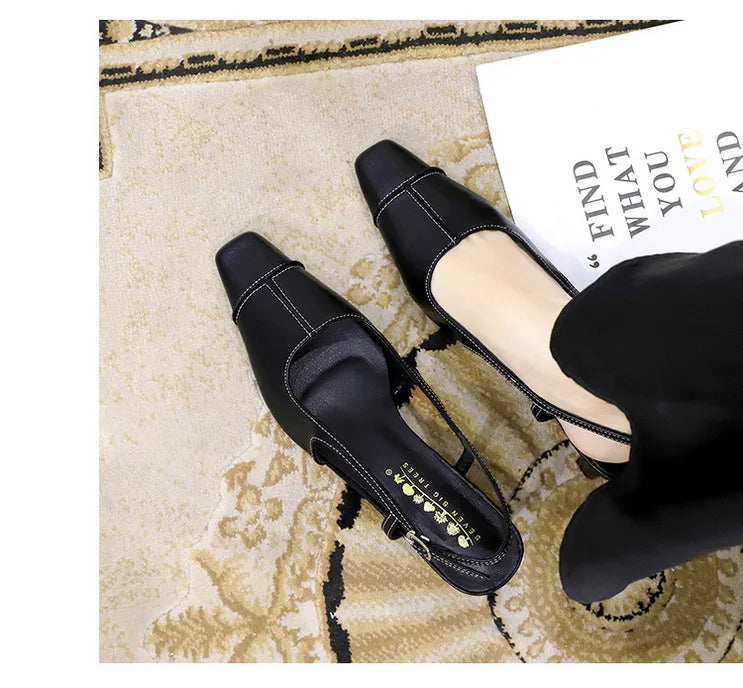 Design Shallow Women Pumps Pointed Toe Sling backs Sandals Elegant Office Work Thin High Heels Shoe Retro Shoes Women