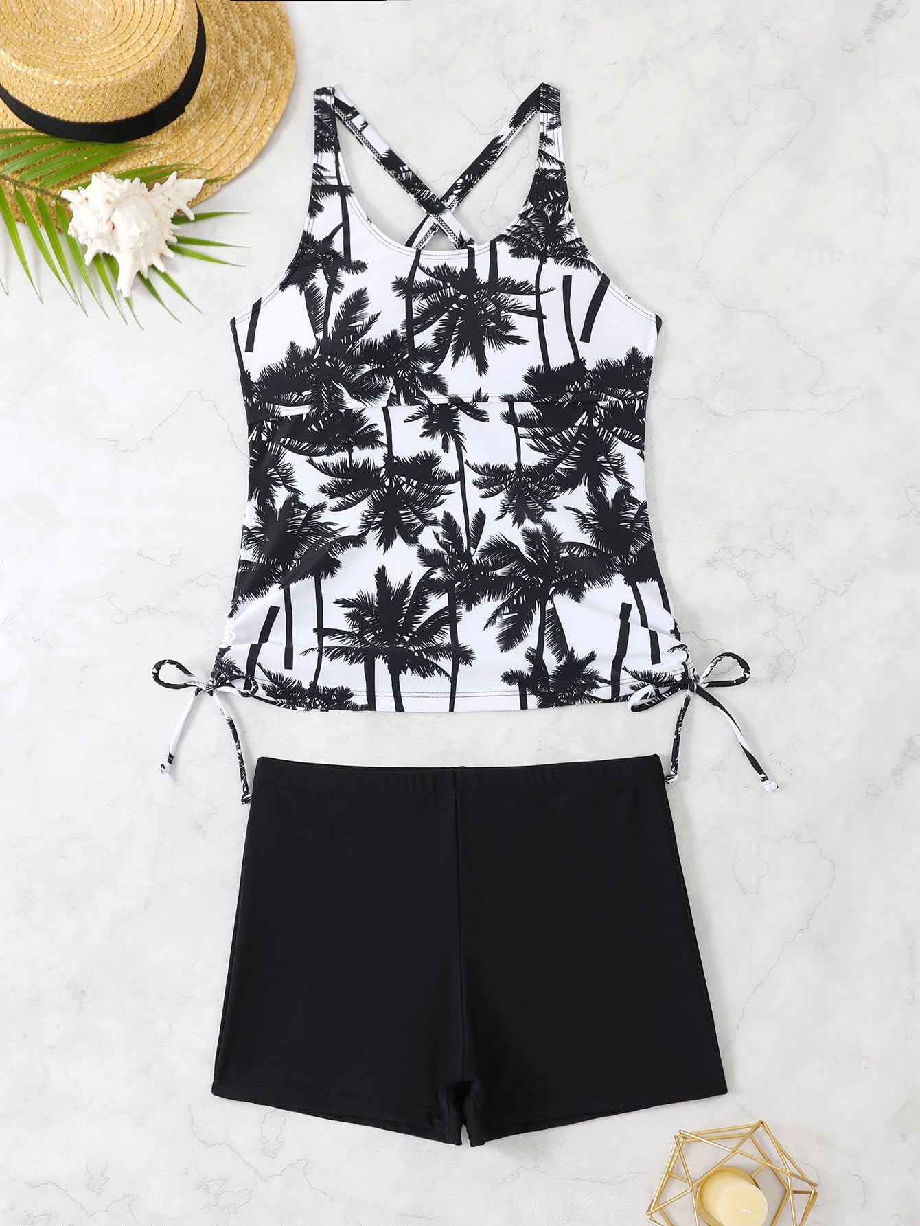 Printed Tankini Set Two Pieces Swimsuit Women Swimwear Female High Waist Bathers Bathing Swimming Swim Suit Beachwear