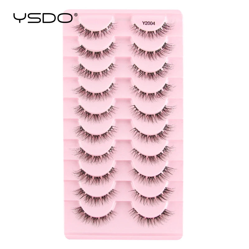 YSDO Natural Mink Eyelashes 3/6/10 Pairs Wispy Faux 3D Mink Lashes Short Fluffy Half False Eyelash Makeup Tools Cat Eye Lashes Natalia Home Fashion 10pairs-Y2004 Natalia Home Fashion