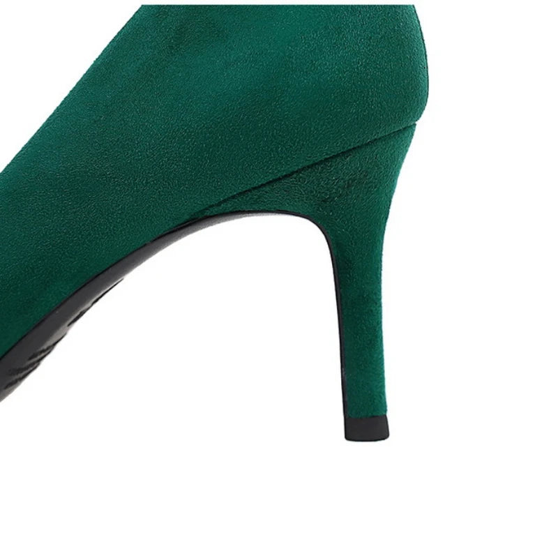 Suede Black Women Pumps High Heels Pointed Toe Women Heels 7Cm Ladies Shoes Office Shoes