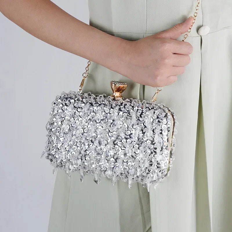 Women's Evening Bags Fashion Luxury Sequin Beaded Banquet Handbags Clutches Ladies Chain Small Shoulder Bag Purses