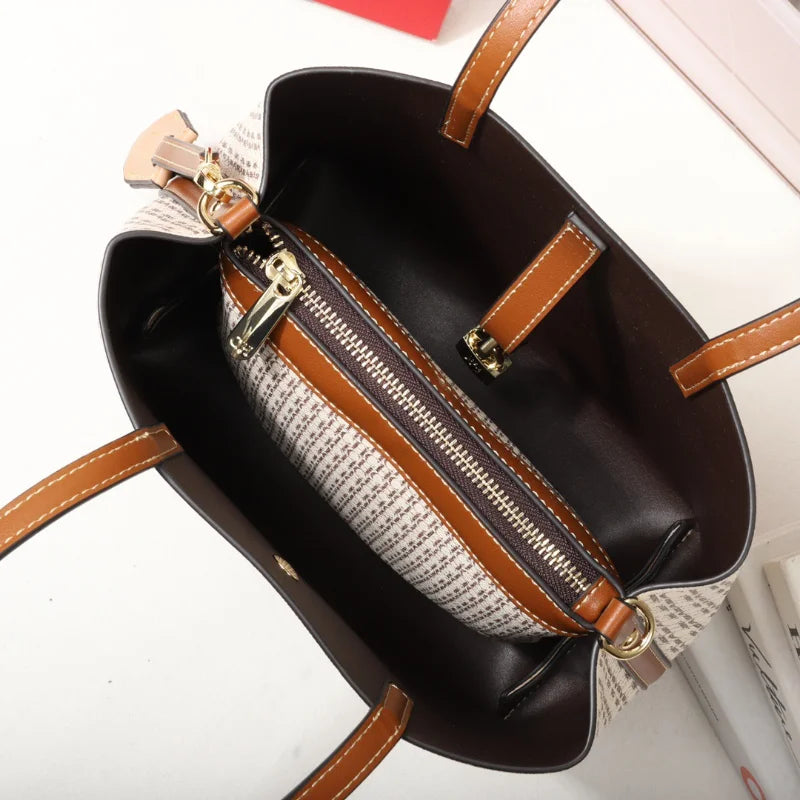 Premium Versatile Leather Crossbody Bag Ladies Large Capacity Daily Commuter Tote Bag Letter Print Design Ladies Fashio