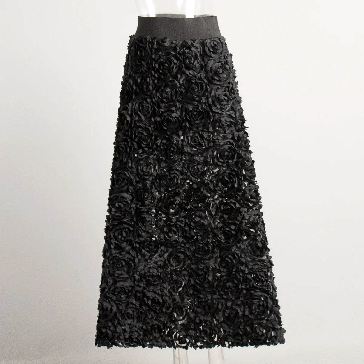 Original Light Luxury Evening Skirt Autumn Winter Women's Slim Fit Loose Warm Embroidered Petal Side Split Design Casual Skirt Natalia Home Fashion Black-L Natalia Home Fashion