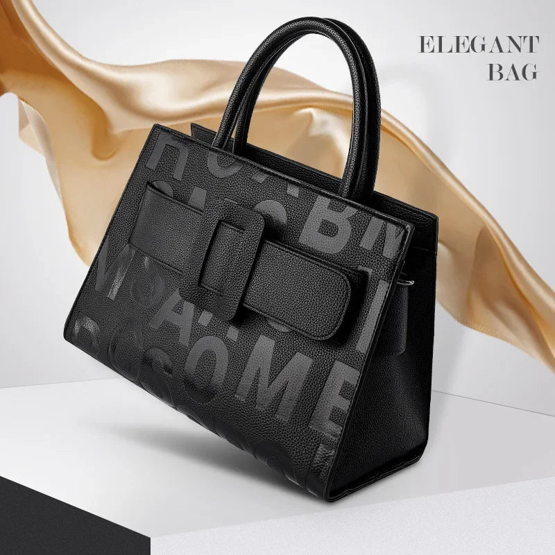 Bags for Women Trend Large-capacity Tote Bag, High Quality PU Leather Women's Retro Fashion Letter Handbag, Shoulder Bag