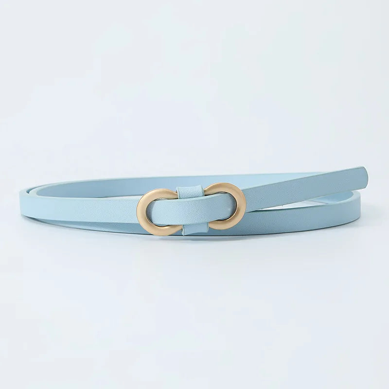 Black White Adjustable PU Leather Women Thin Belts Dress Coat Pant Skinny Ladies Waistband Strap Gold Buckle Female Waistbelt Natalia Home Fashion bazikou-pu-1X110cm-sky-blue Natalia Home Fashion