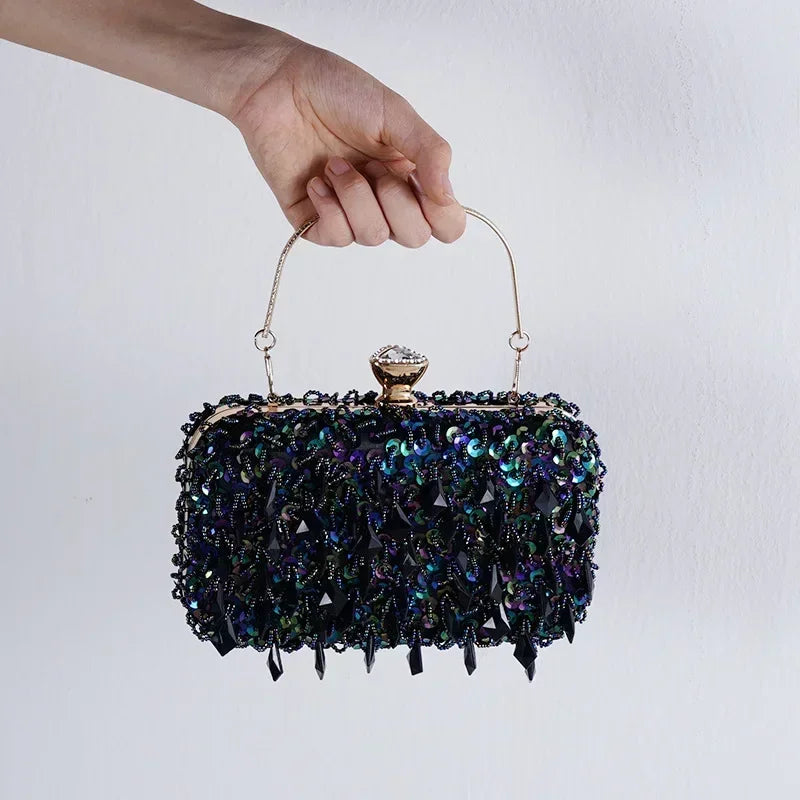 Women's Evening Bags Fashion Luxury Sequin Beaded Banquet Handbags Clutches Ladies Chain Small Shoulder Bag Purses