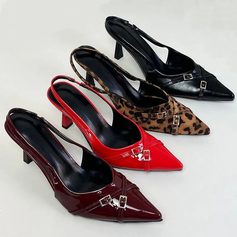 Elegant Women Thin Heels Pumps Shoes Female Slides Fashion Pointed Toe Ladies High Heels Sandals Shoes Natalia Home Fashion Natalia Home Fashion