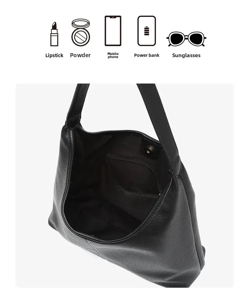 Retro Solid Color Large Capacity Women's Shoulder Bag Fashionable Versatile Niche Tote Bag Underarm Single Shoulder