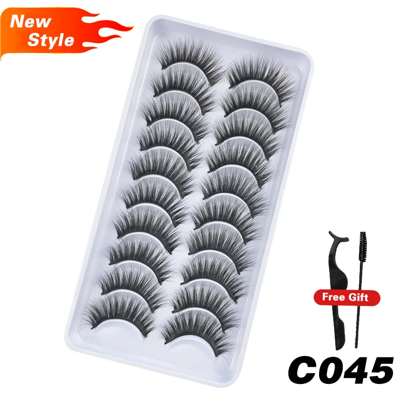 DEVOSERVICE Lashes 6/10pairs Natural Short False Eyelashes 3D Mink Lashes Extensions False Eyelashes Faux Cils Makeup Wholesale Natalia Home Fashion C045-10Pairs-CHINA Natalia Home Fashion