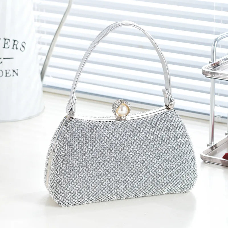Stylish Simple Sparkling Full Diamond Handbag Temperament Shoulder Sparkling Diamond Crossbody - Simple Yet Stylish Banquet Bag