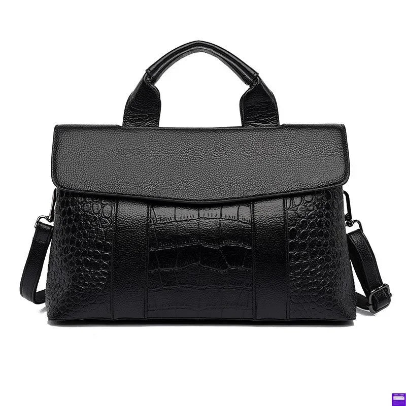 Large Capacity Ladies Handbag Fashion Woven Pattern Shoulder Bag Vintage Style Polyester Lining Soft PU Leather Material Commuter Bag
