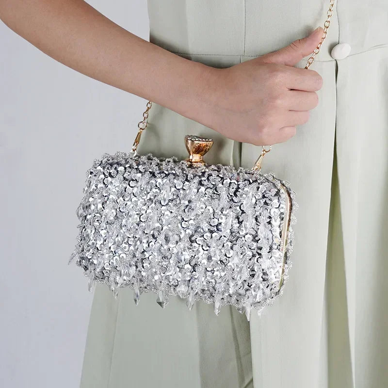 Women's Evening Bags Fashion Luxury Sequin Beaded Banquet Handbags Clutches Ladies Chain Small Shoulder Bag Purses