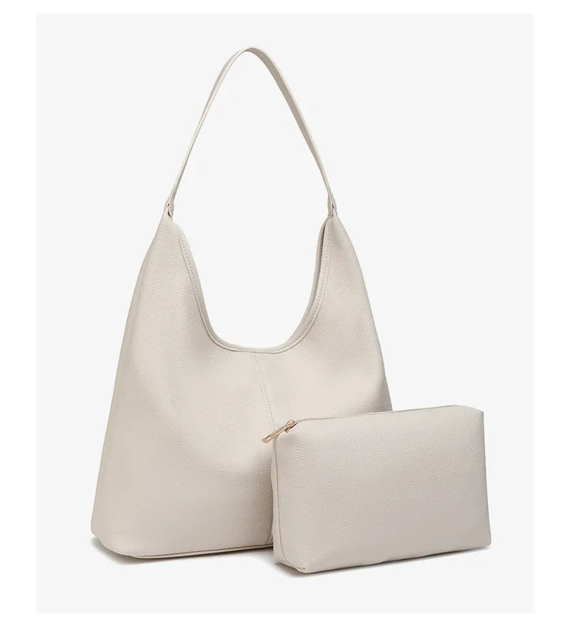 Retro Solid Color Large Capacity Women's Shoulder Bag Fashionable Versatile Niche Tote Bag Underarm Single Shoulder