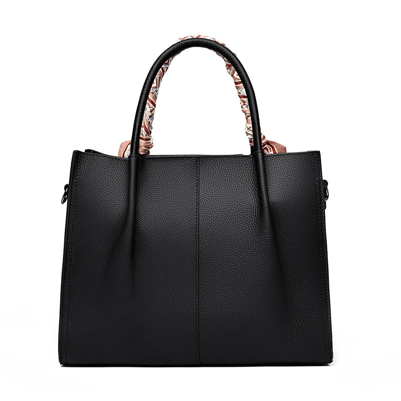 Genuine Leather Women Shoulder Crossbody Bag Large Capacity Soft Cowhide Handbag Ladies Tote Sac