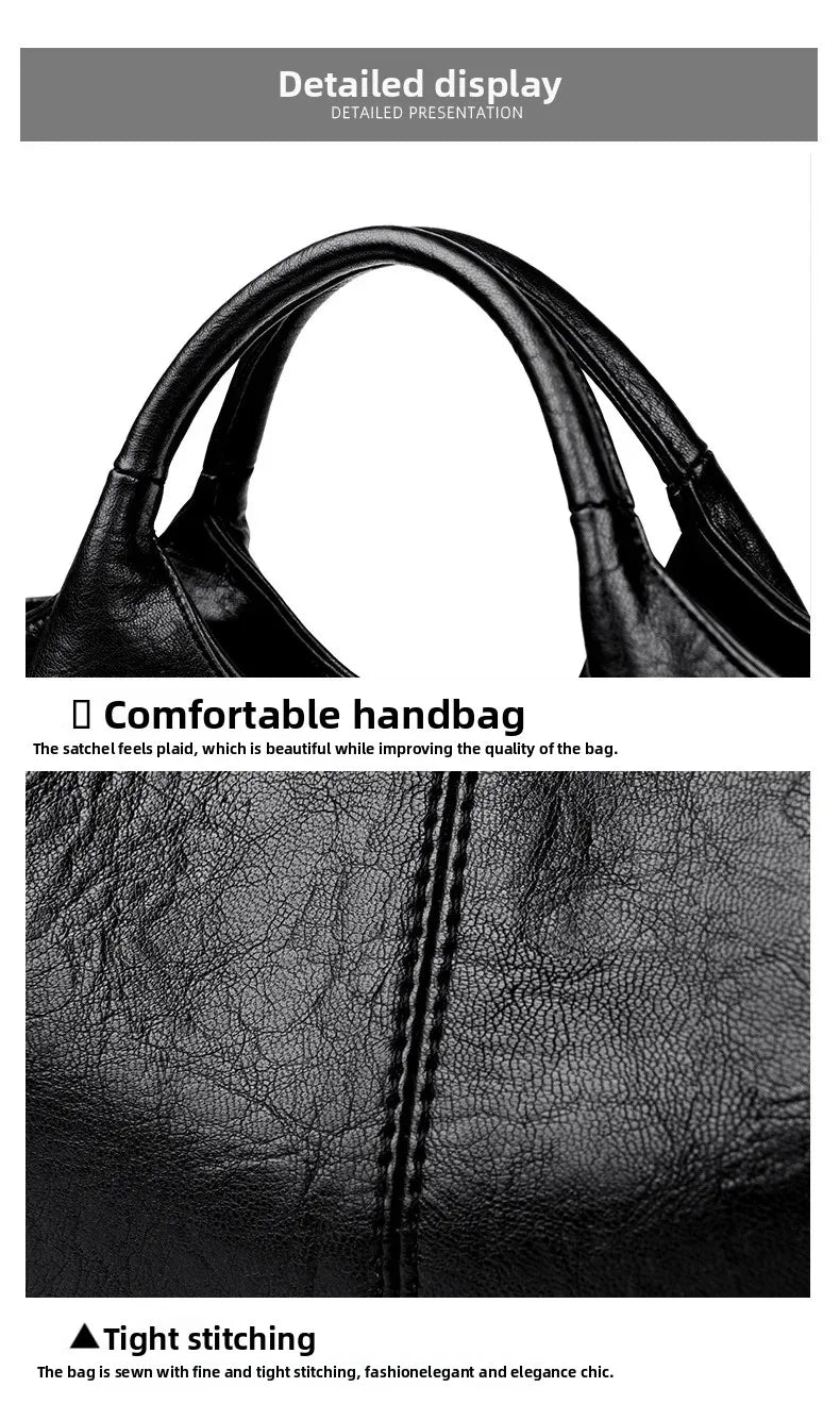 Fashionable Pure Color Basket Handbag Women's Commuter Bag Soft PU Leather Vintage Style Single Shoulder Bag with Internal Zipper