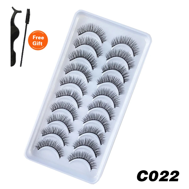 DEVOSERVICE Lashes 6/10pairs Natural Short False Eyelashes 3D Mink Lashes Extensions False Eyelashes Faux Cils Makeup Wholesale Natalia Home Fashion C022-10Pairs-CHINA Natalia Home Fashion