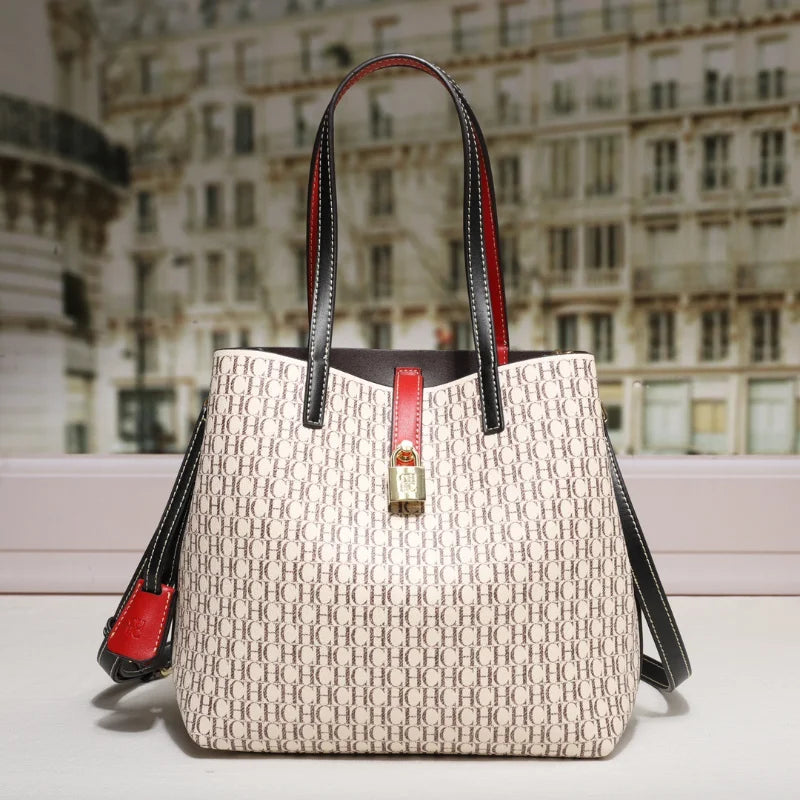 Premium Versatile Leather Crossbody Bag Ladies Large Capacity Daily Commuter Tote Bag Letter Print Design Ladies Fashio