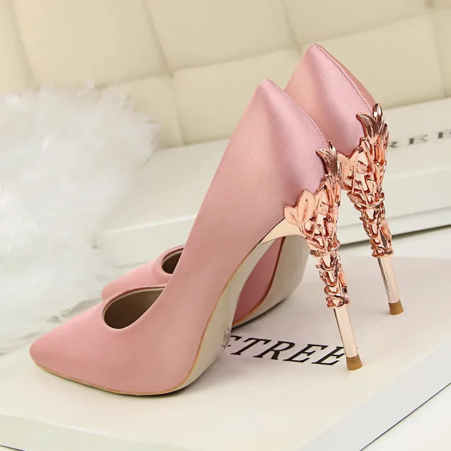 Women Shoes Spring Women Pumps Sequin Wedding Shoes Stilettos Metal Decoration Heels Natalia Home Fashion Pink-40 Natalia Home Fashion