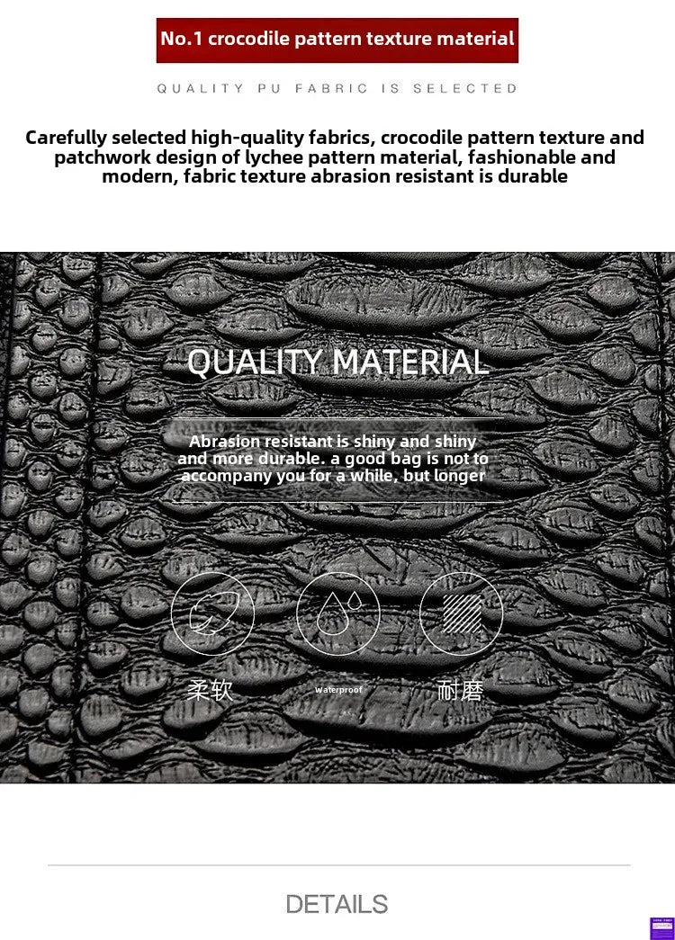 Fashionable Crocodile Pattern Tote Bag Women's Large Capacity Handbag High-End Feel Shoulder Bag Cross-Border New Model
