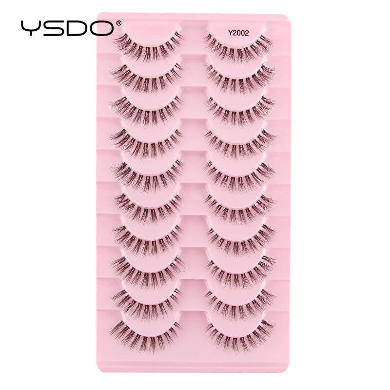 YSDO Natural Mink Eyelashes 3/6/10 Pairs Wispy Faux 3D Mink Lashes Short Fluffy Half False Eyelash Makeup Tools Cat Eye Lashes Natalia Home Fashion 10pairs-Y2002 Natalia Home Fashion