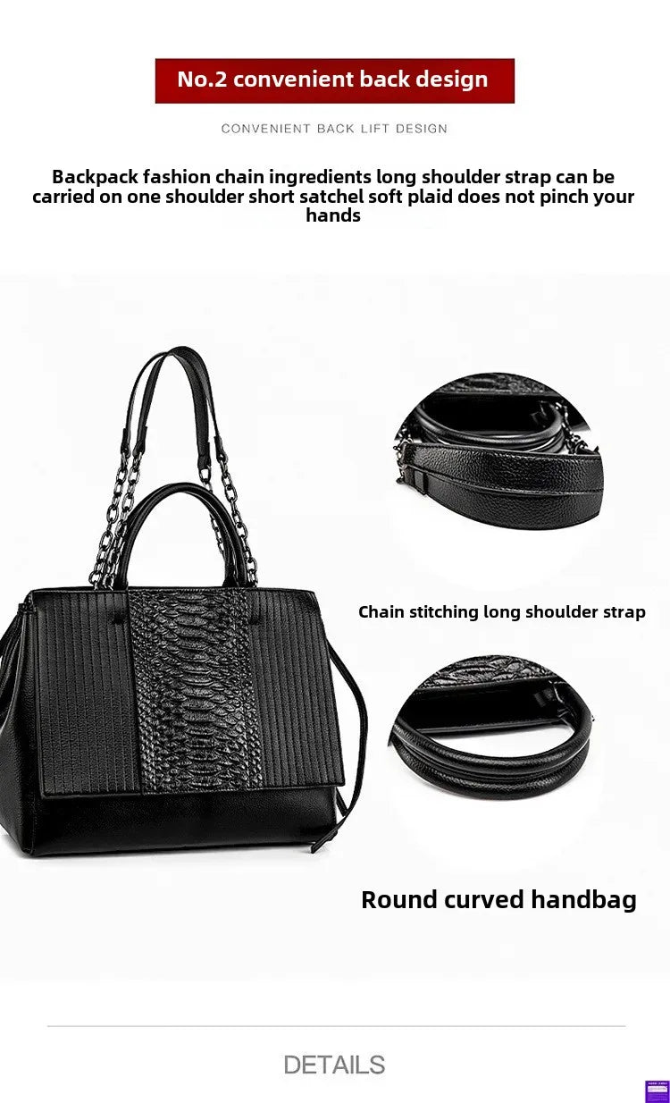 Fashionable Crocodile Pattern Tote Bag Women's Large Capacity Handbag High-End Feel Shoulder Bag Cross-Border New Model