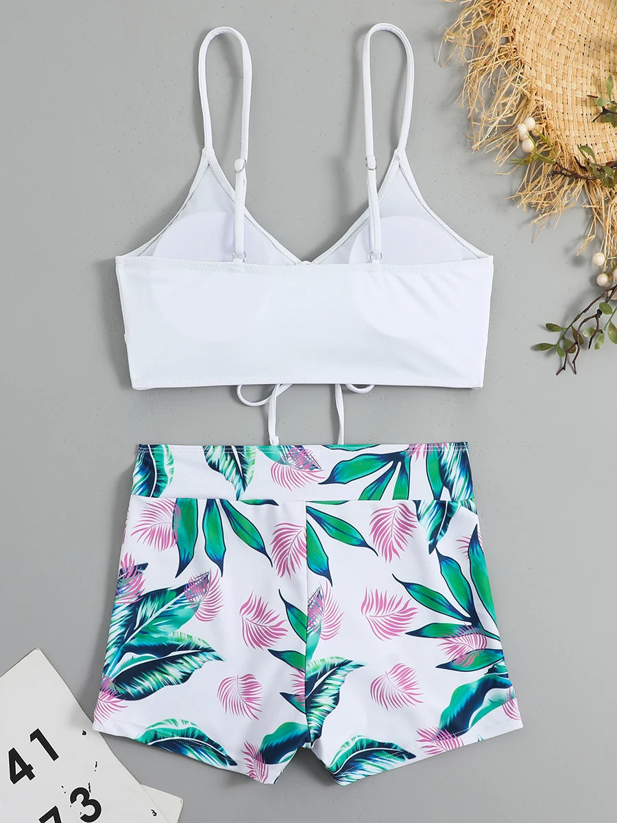 Tie Dye Bikini Drawstring Swimsuit Women High Waist Shorts Swimwear Female Padded Bathing Suit Swimming Beachwear Summer