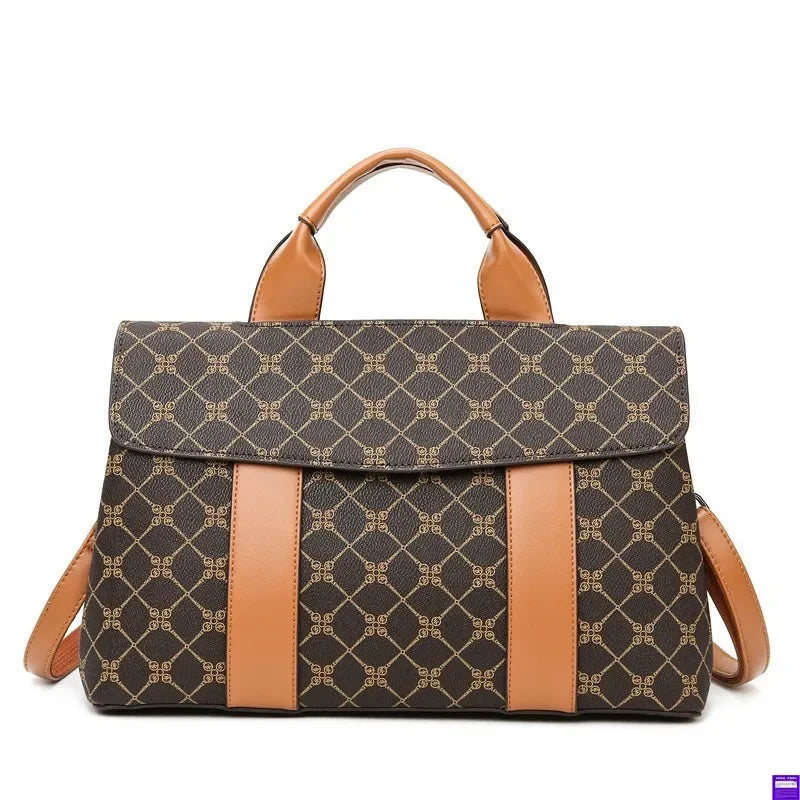 Large Capacity Ladies Handbag Fashion Woven Pattern Shoulder Bag Vintage Style Polyester Lining Soft PU Leather Material Commuter Bag