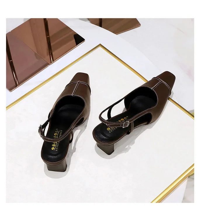 Design Shallow Women Pumps Pointed Toe Sling backs Sandals Elegant Office Work Thin High Heels Shoe Retro Shoes Women