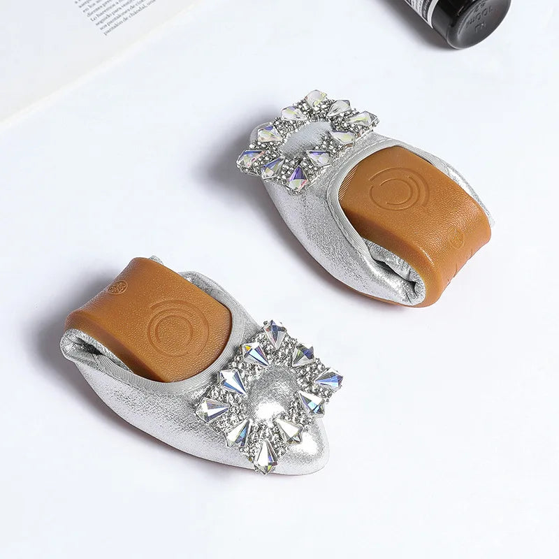Flat Women Shoes Slip On Rhinestone Fashion Female Loafers Breathable Ballet Flats for Women