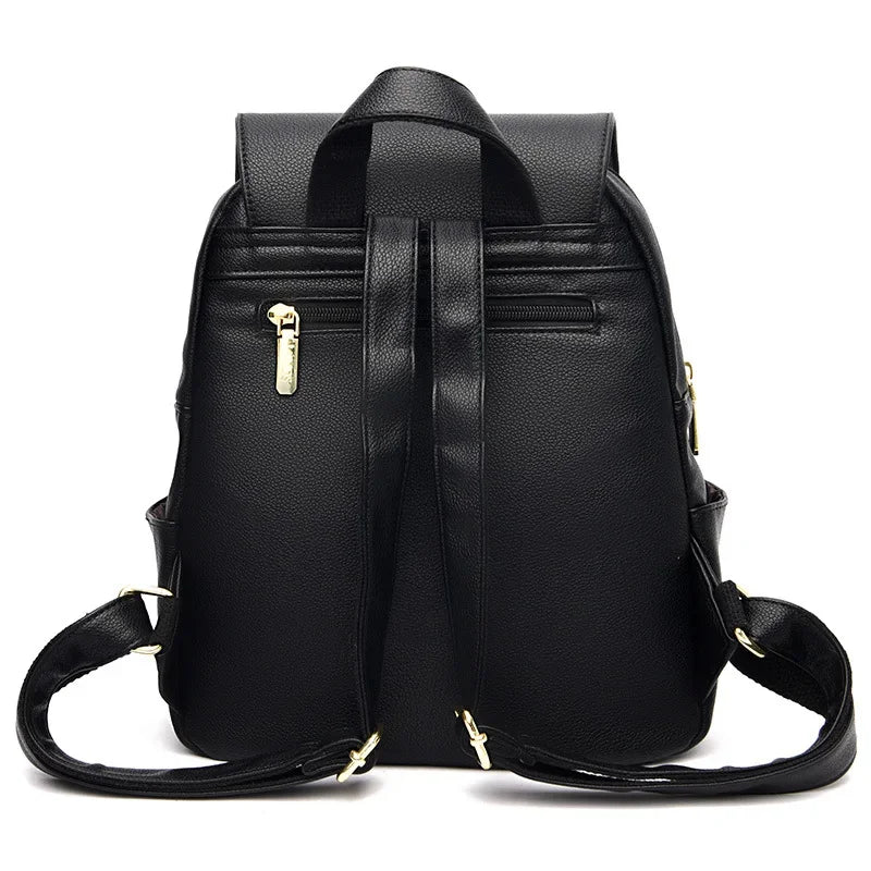 Soft Leather Dual-Shoulder Bag Student Backpack Travel Versatile Women's Bag