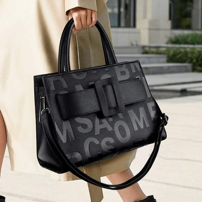 Bags for Women Trend Large-capacity Tote Bag, High Quality PU Leather Women's Retro Fashion Letter Handbag, Shoulder Bag