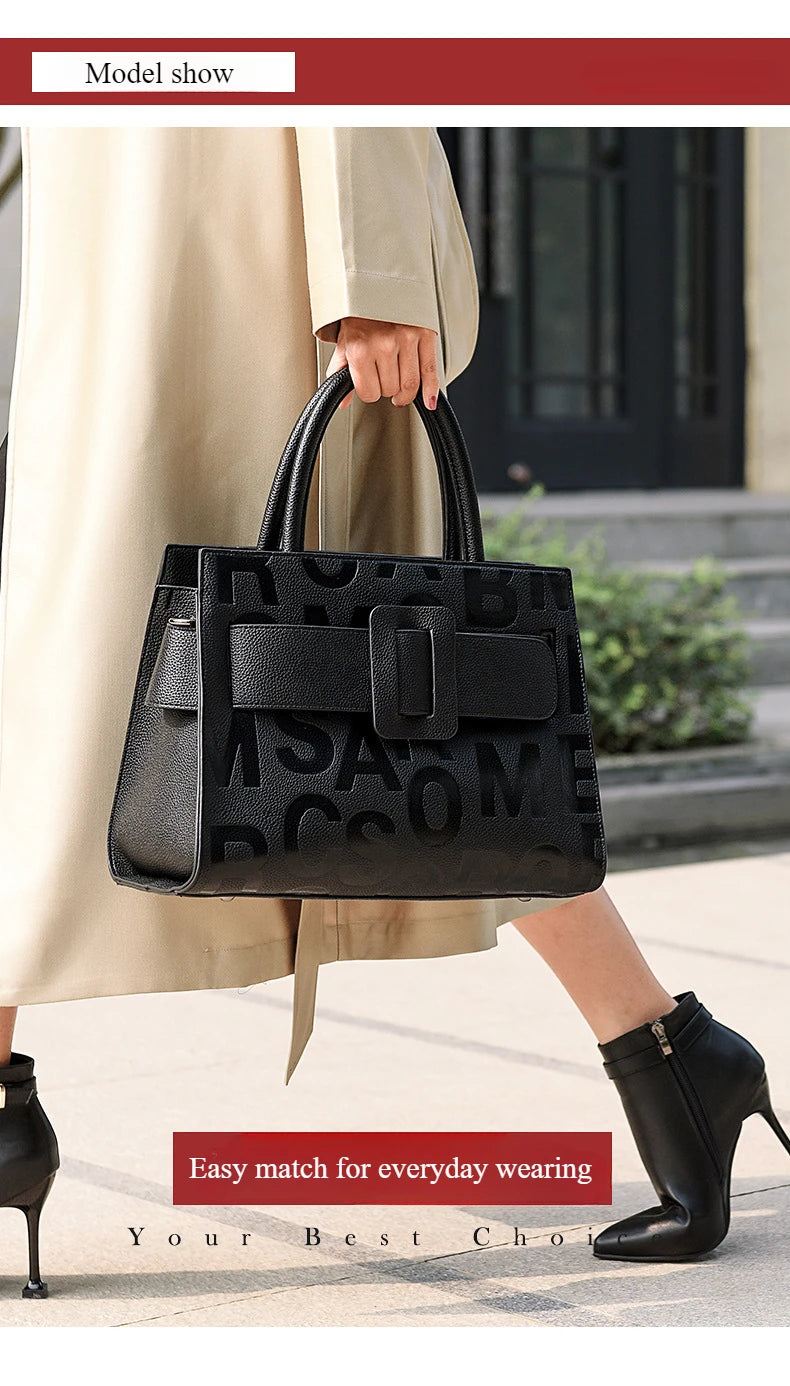 Bags for Women Trend Large-capacity Tote Bag, High Quality PU Leather Women's Retro Fashion Letter Handbag, Shoulder Bag