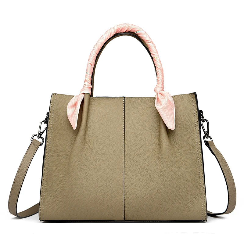 Genuine Leather Women Shoulder Crossbody Bag Large Capacity Soft Cowhide Handbag Ladies Tote Sac