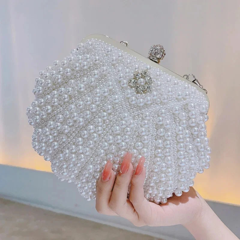 Pearl Handbag Women's Evening Dress Bag Ball Gown Diamond Clutch Bag Elegant Lady Purse