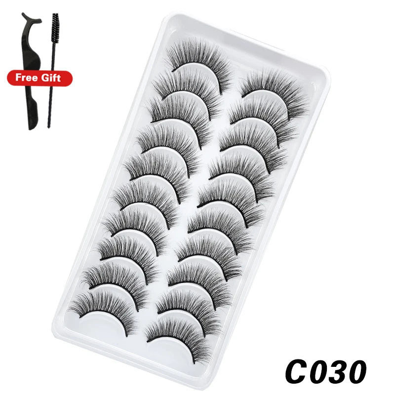 DEVOSERVICE Lashes 6/10pairs Natural Short False Eyelashes 3D Mink Lashes Extensions False Eyelashes Faux Cils Makeup Wholesale Natalia Home Fashion C030-10Pairs-CHINA Natalia Home Fashion