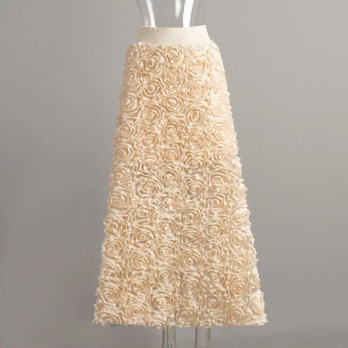 Original Light Luxury Evening Skirt Autumn Winter Women's Slim Fit Loose Warm Embroidered Petal Side Split Design Casual Skirt Natalia Home Fashion Khaki-L Natalia Home Fashion