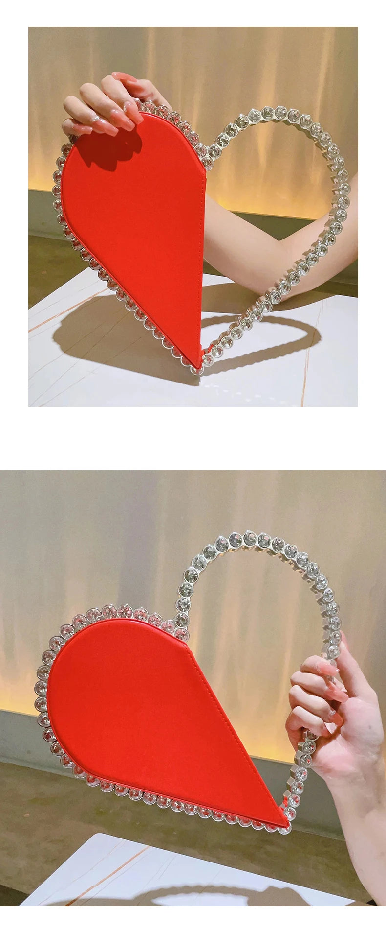 Mini Heart Shape Evening Bag Trendy Party Clutch Purse Women's Elegant Handbags For Party Prom