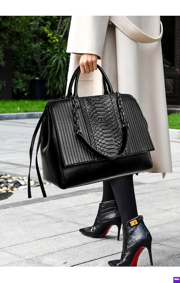 Fashionable Crocodile Pattern Tote Bag Women's Large Capacity Handbag High-End Feel Shoulder Bag Cross-Border New Model
