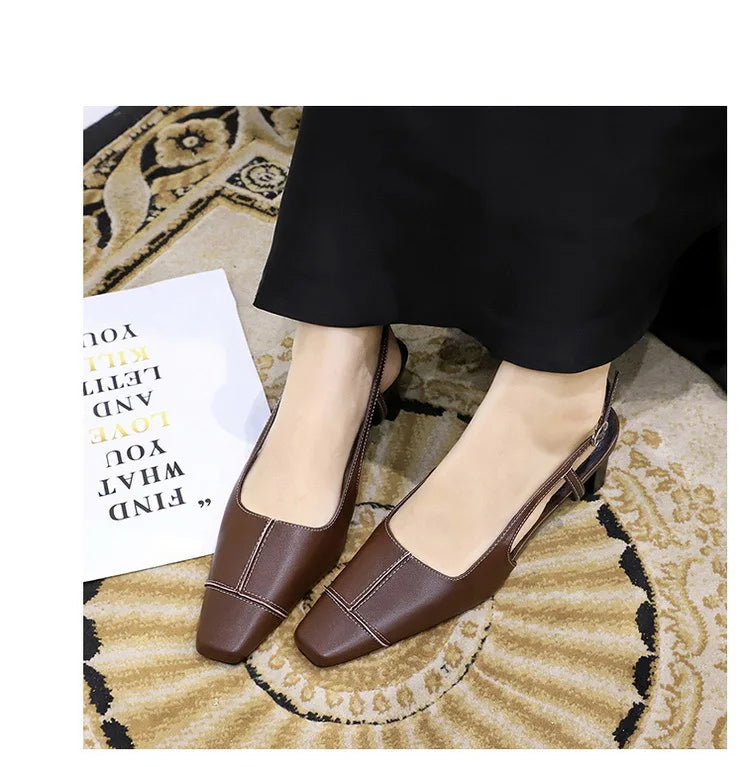 Design Shallow Women Pumps Pointed Toe Sling backs Sandals Elegant Office Work Thin High Heels Shoe Retro Shoes Women