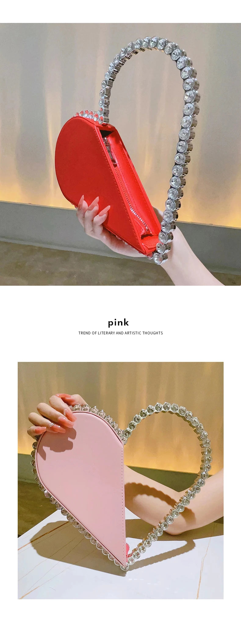 Mini Heart Shape Evening Bag Trendy Party Clutch Purse Women's Elegant Handbags For Party Prom