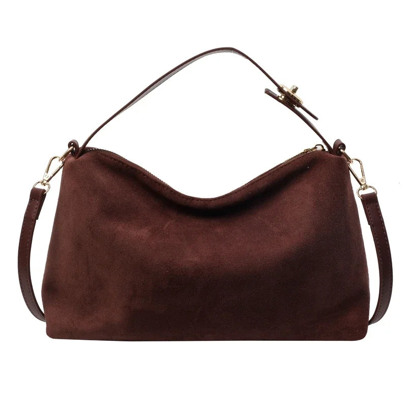 Retro Bag for Women's Textured Frosted Shoulder Bag with Large Capacity Crossbody Commuting Tote Bag