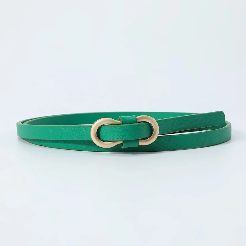 Black White Adjustable PU Leather Women Thin Belts Dress Coat Pant Skinny Ladies Waistband Strap Gold Buckle Female Waistbelt Natalia Home Fashion bazikou-pu-1X110cm-green Natalia Home Fashion