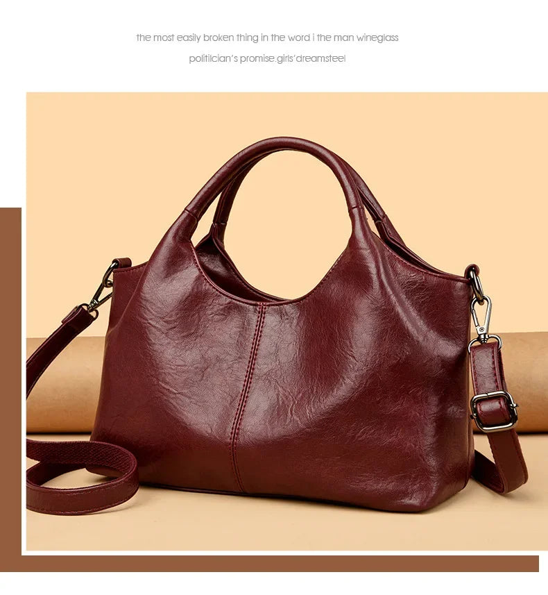 Fashionable Pure Color Basket Handbag Women's Commuter Bag Soft PU Leather Vintage Style Single Shoulder Bag with Internal Zipper