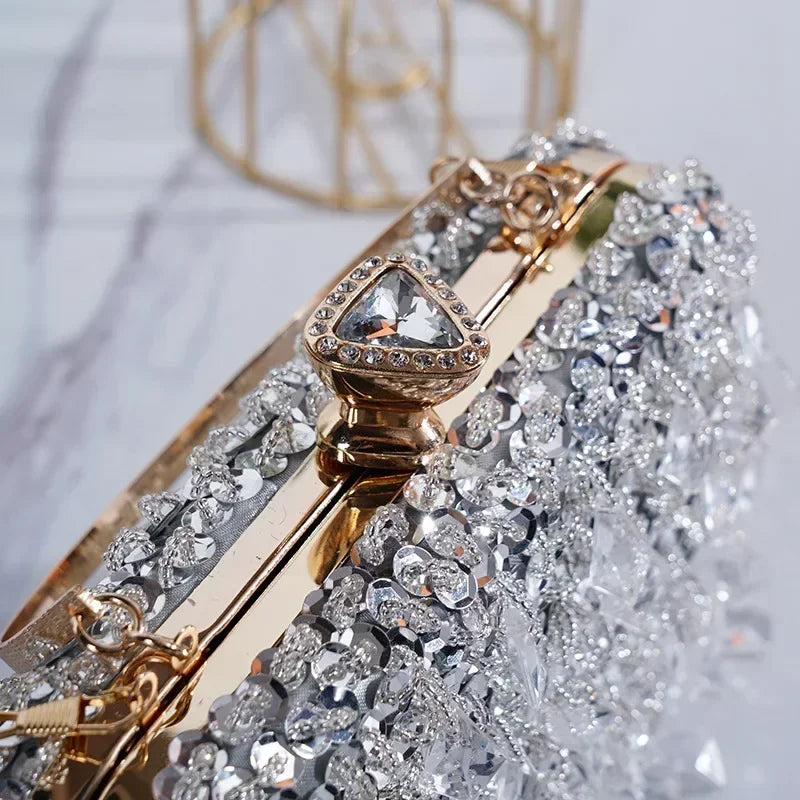 Women's Evening Bags Fashion Luxury Sequin Beaded Banquet Handbags Clutches Ladies Chain Small Shoulder Bag Purses